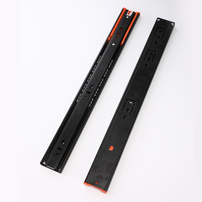 4510 three-section drawer iron black buffer slide rail slide thickened 304 stainless steel damping furniture mute guide rail