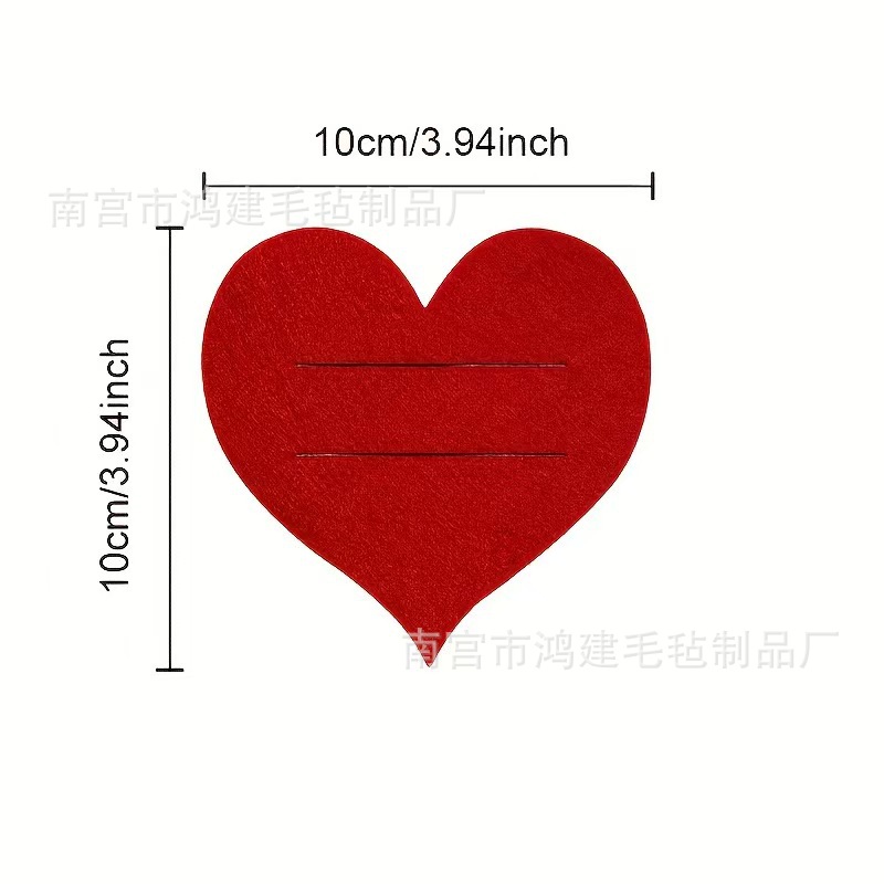 12Pcs Christmas Love Table Mat, Valentine's Day Red Peach Heart Felt Placemat, Suitable for Wedding Season,