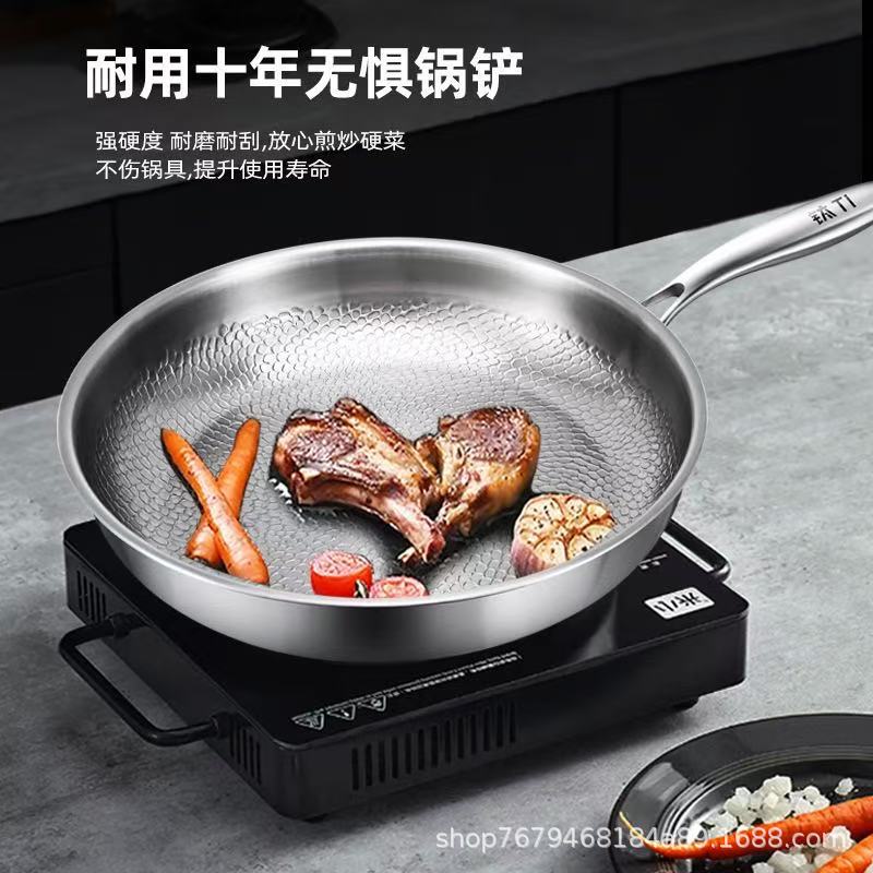 German Pure Titanium Frying Pan Without Coating, Non-Stick Pan, Household Classy Hammered Titanium Pan, Thickeneded Steak Frying Pan