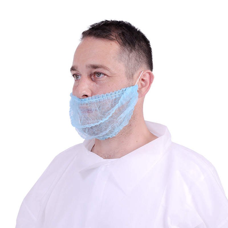 Factory supply beard sleeve disposable non-woven PP dustproof single rib beard sleeve ear hook breathable headwear beard sleeve