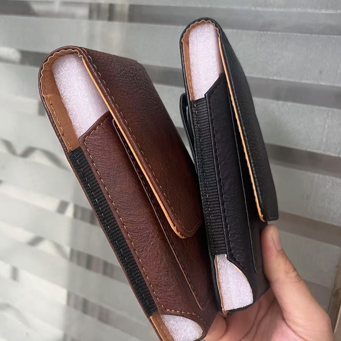 New Leather Texture Card Vertical Style with Open Buckle Waist Bag 5/5.5/6.0/6.5 Belt Phone Pouch Waist Hanging Elderly Leather Case