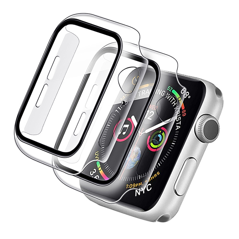 Apple Watch case iwatch protective shell PC + tempered film integrated applicable to Apple 7/SE generation watch protective shell