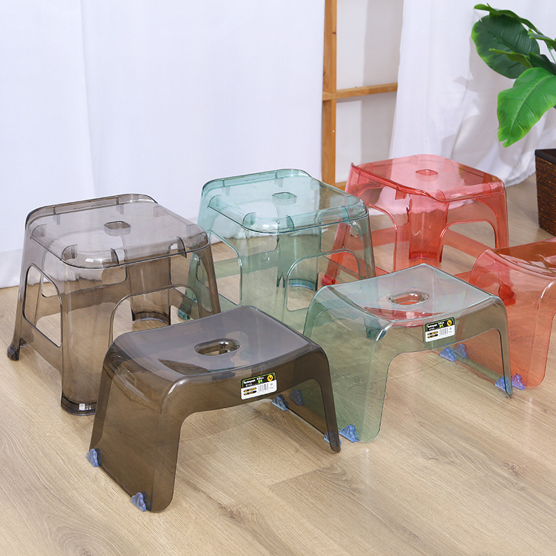 Transparent Plastic Small Stool Wholesale Bathroom Stool Thickened Small Stool Household Non-slip Bath Stool Low Stool Washing Stool