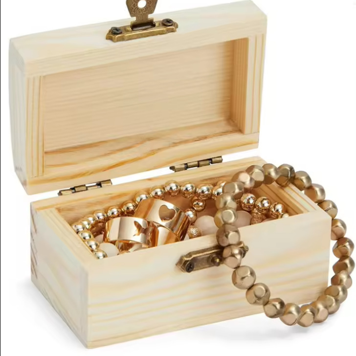 Customized Pine Small Box Jewelry Box Wooden Box Solid Wood Packaging Box Hand-Painted Custom-Made Small Wooden Box Solid Wood