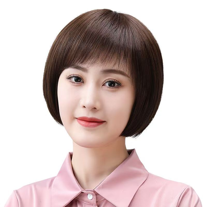 Парик женский полный охват реальные волосы боб короткие волосы для уменьшения возраста летний тонкий модный парик для матерей