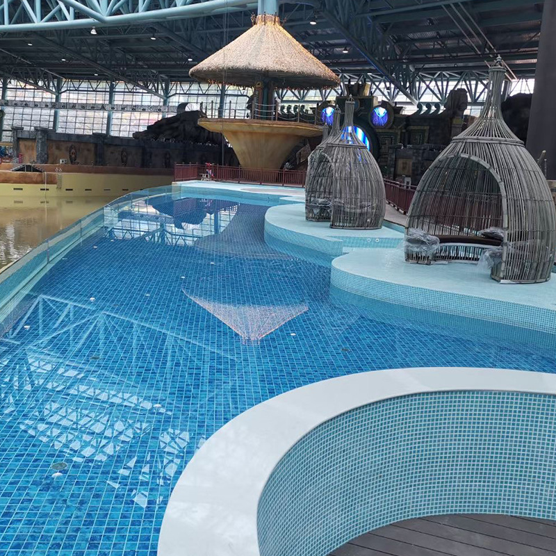 Crystal glass mosaic swimming pool Hotel Club project landscape pool fish pool bathroom blue mosaic tile