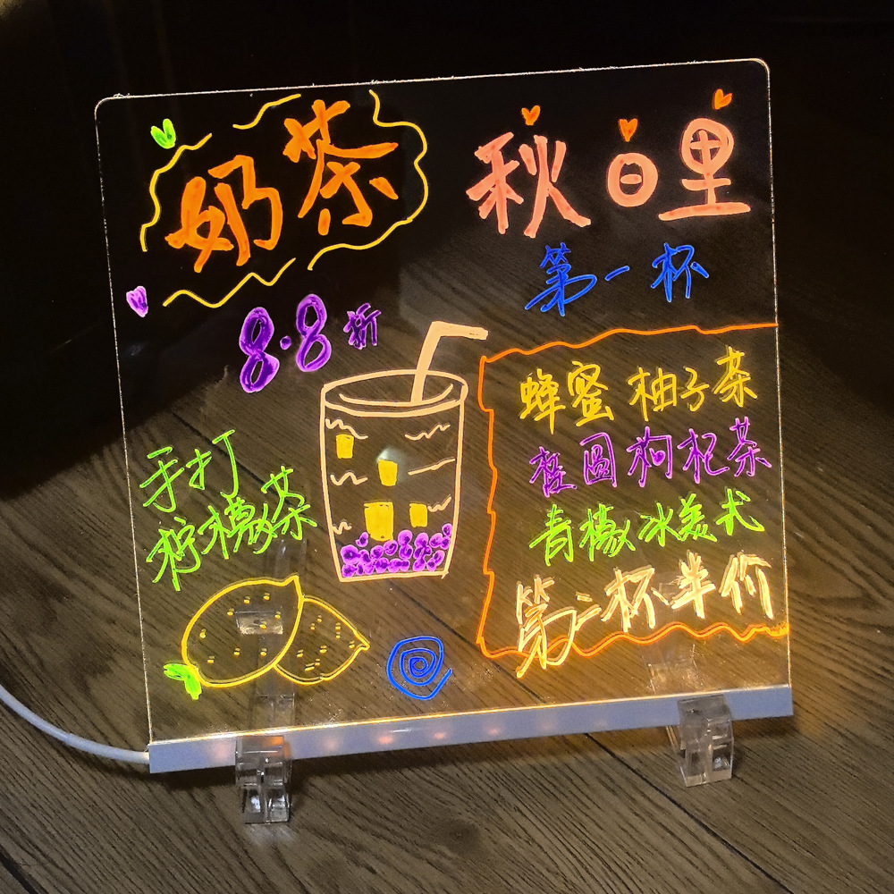 Cross-border creative DIY acrylic fluorescent LED light board luminous message board erasable luminous drawing board writing board