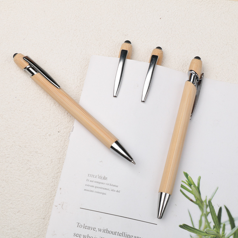 Spot Bamboo Ballpoint Pen Maggi Pen Wooden Ballpoint Pen Advertising Laser Press Capacitive Stylus