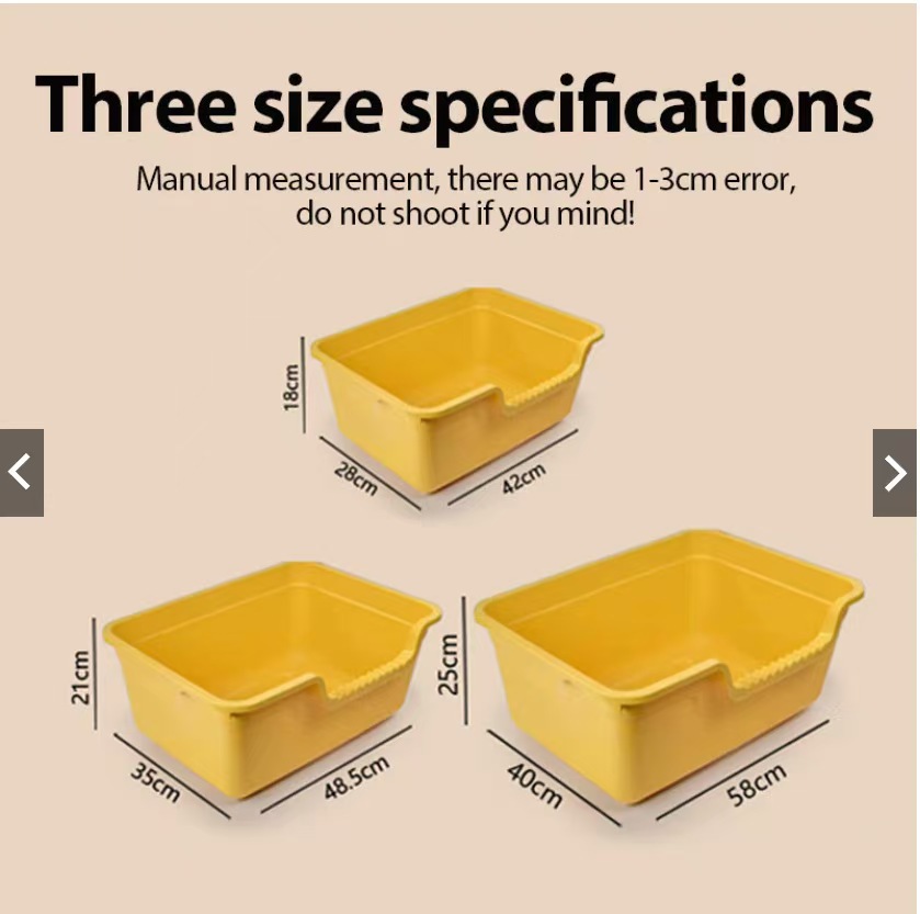 Open Cat Litter Box Bathtub Cat Litter Box Extra Large Large Medium and Small Cat Litter Box