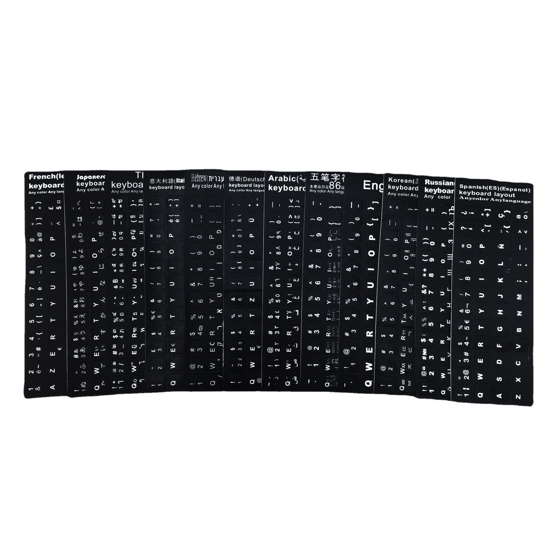 Keyboard Stickers Notebook Desktop Russian Arabic Japanese and Korean Five-stroke Traditional Keyboard Correction Key Stickers