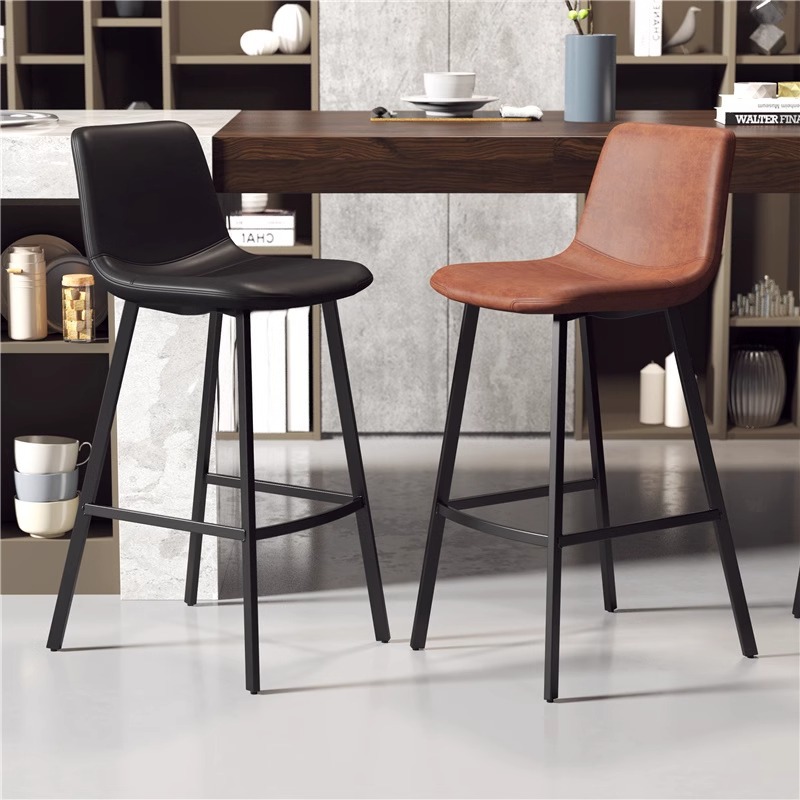 Italian Bar Chair, Light Luxury and High-End, Home High Stool with Backrest, Modern Simple Bar Chair, Front Desk, Not Tired after Sitting for a Long Time