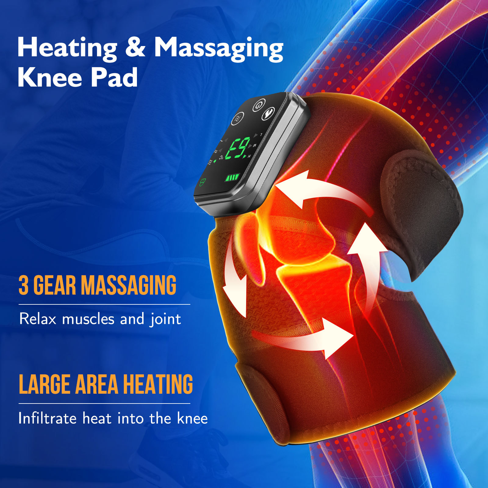 Cross-border heating vibration kneepad massage device shoulder pad elbow pad old cold leg joint knee hot compress physiotherapy massager