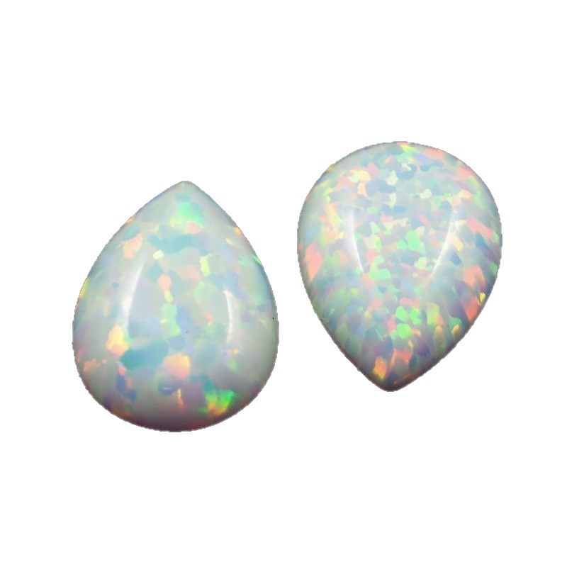Manufacturer Wholesale Pear-Shaped Opal Artificial Opal Opal Stone Bare Stone Ring Surface Colorfulful Opal Drop-Shaped Flats Bottom Plain Surface
