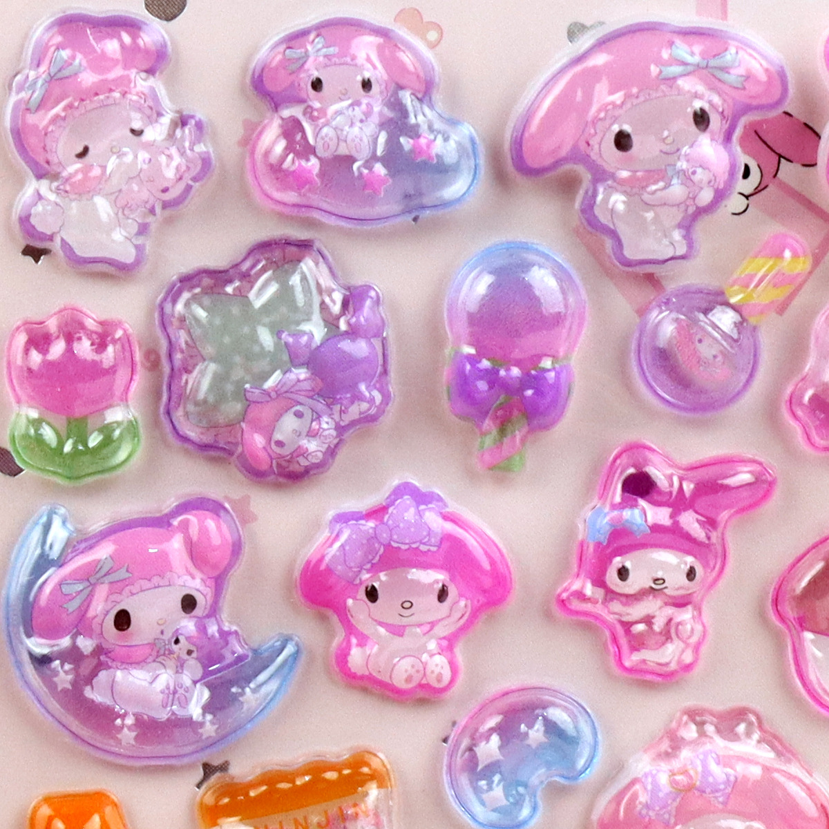 3D Stereo Luminous Embossed Sticker Children's Cartoon Sanrio Kulomi Kapi Star KT Cat Sticker