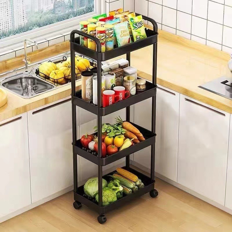 Trolley Storage Rack Multi-layer Living Room Household Bedroom Kitchen Storage Rack Snacks Mobile Floor-standing Bookshelf