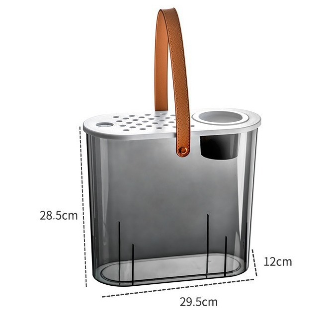 Office tea residue waste bucket Oval portable dry and wet separation tea bucket plastic kitchen drain filter trash can