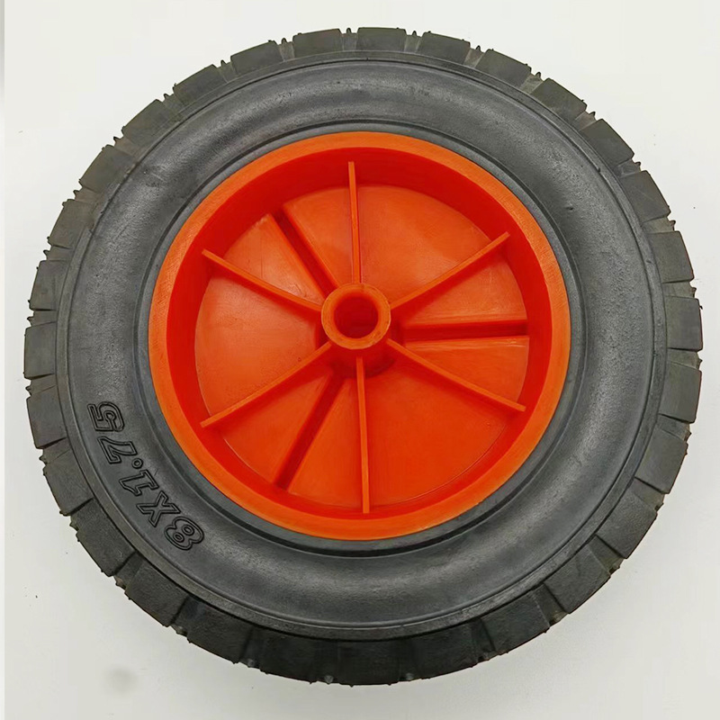 Factory in stock wholesale 8x 1.75 rubber wheels semi-hollow wheels snack cart plastic wheels tool cart wheels