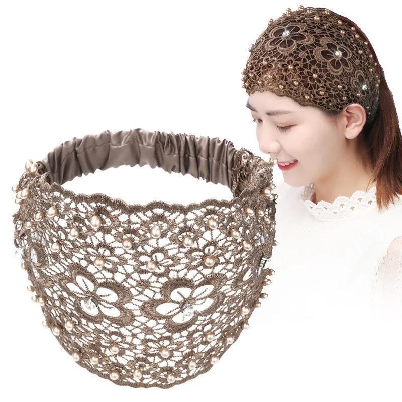 Middle-aged and elderly white hair covering headdress veil covering temples white hair artifact silk scarf mesh cap widened summer thin turban