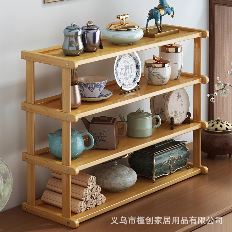 Desktop Small Storage Rack for Tea Sets, Simple Modern Purple Clay Teapot Display Cabinet
