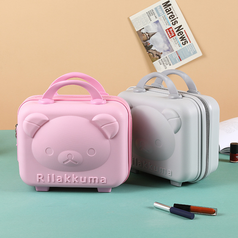 Bear-Shaped Cosmetic Case with Gift Storage Compartments, 14inch Hand-Held Luggage Cases, Student Boarding Case, Travel Case with Expansion Layer