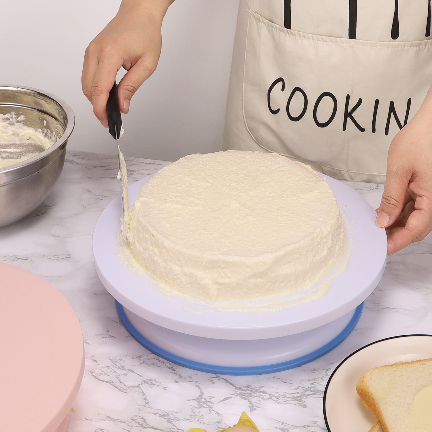 Cake turntable PP plastic decorating table 360 degree rotating cake decoration decorating rotating decorating table decorating tool