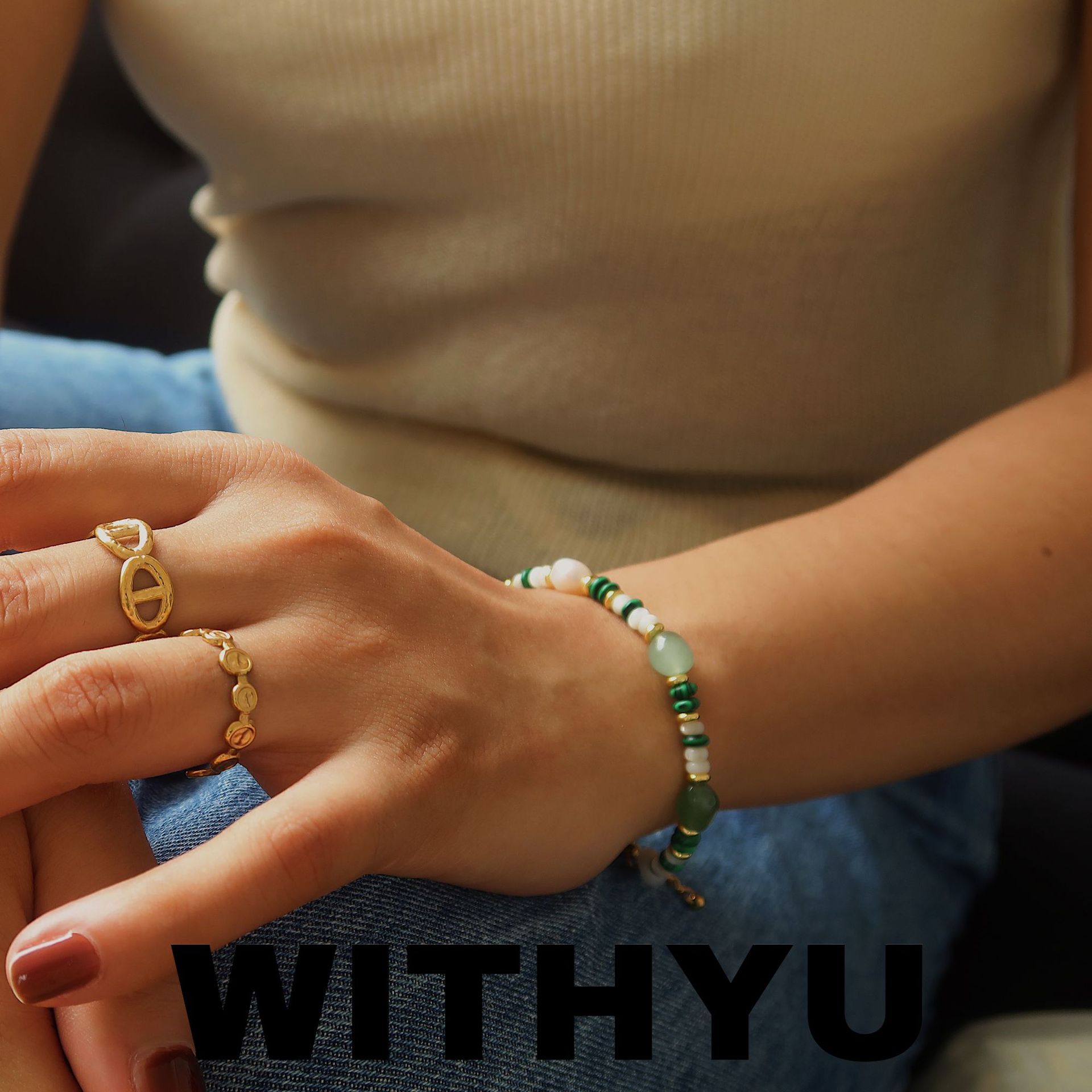 Yuyu Jewelry Colorful Beaded Necklace Bracelet Natural Stone Crystal Freshwater Pearl Bohemian Dopamine Titanium Steel