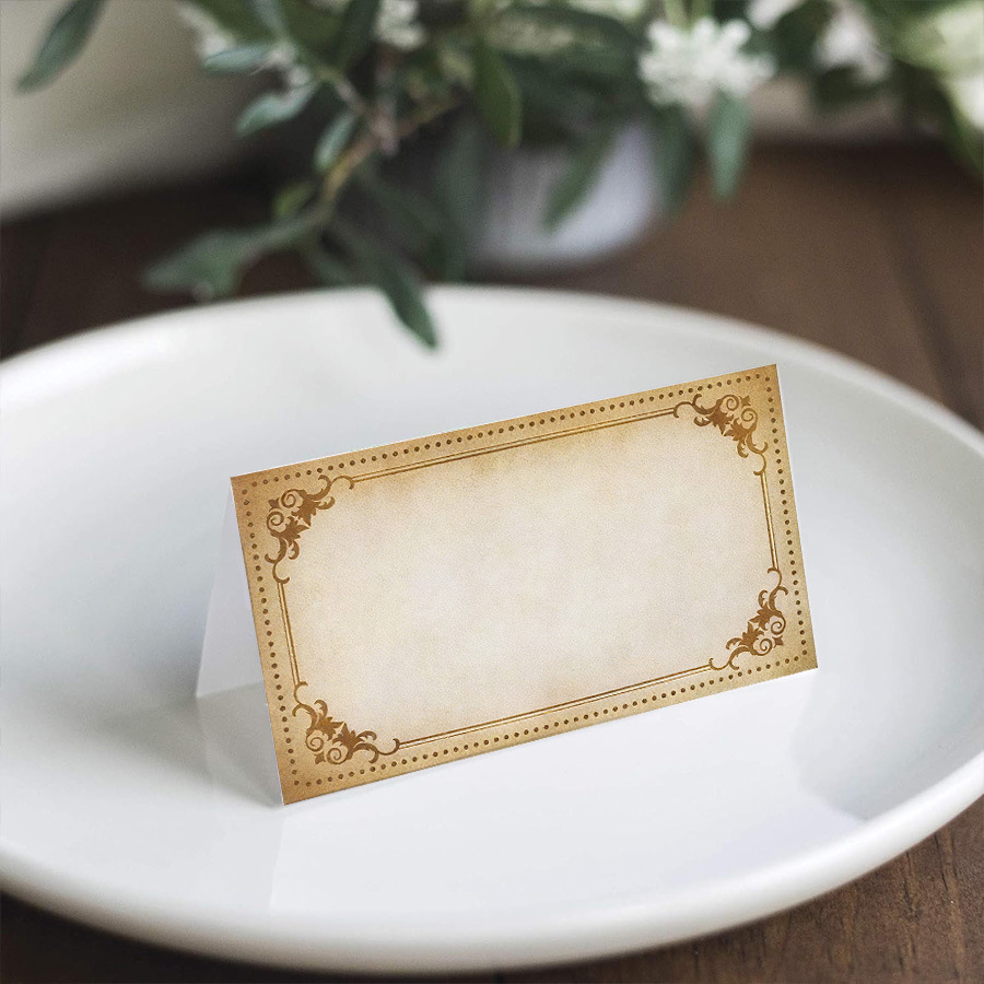 Baroque Pattern Square Frame Table Card, One Piece Minimum Order, Factory Ready Stock, Retro Wedding Handwritten, Fillable Thickeneded Paper