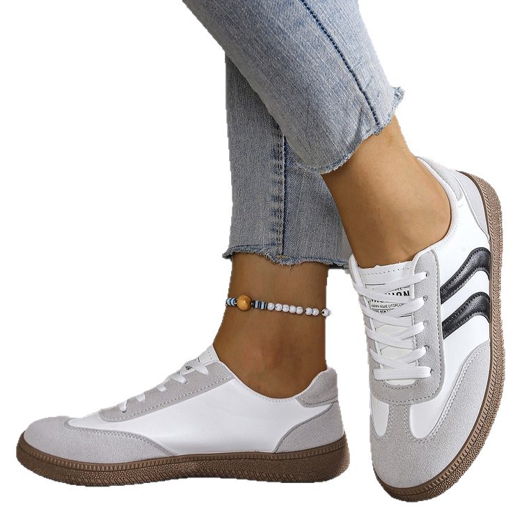 White Shoes for Women, Platform Thick-Soled Women's Shoes, 2025 New Leather Korean Style Versatile Sports Shoes, Student Shoes, Women's Flats