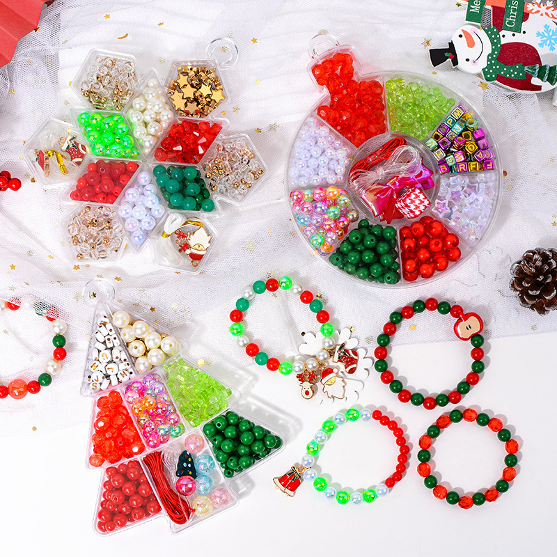 New Christmas Beaded DIY Material Kit Children's Bracelet Jewelry Pendant Holiday Gift Accessories Mixed Colors Wholesale