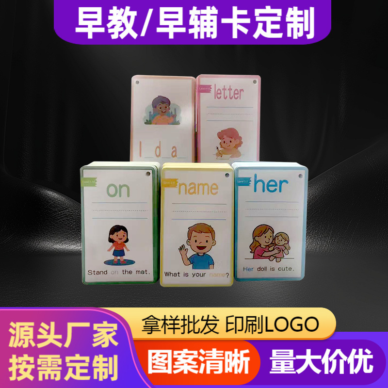 Кастомизированные когнитивные карточки для детей, мультяшные английские карточки, карточки для обучения формам букв и животных, оптовая продажа