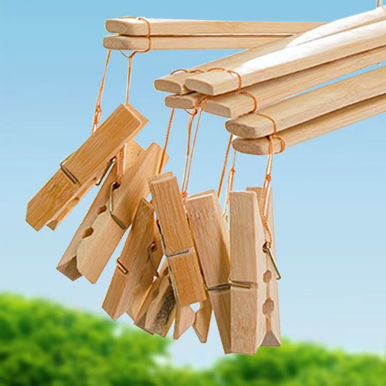 4-head bamboo pants clip multi-functional bamboo folding 4 clips pants clip drying hanger bamboo socks clip in stock wholesale