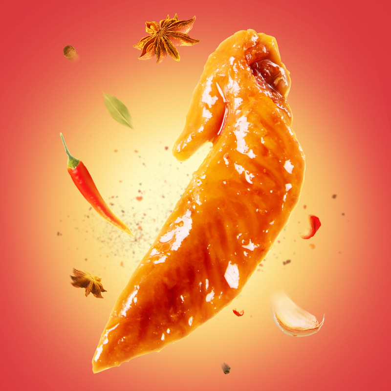 Pre-Sale for Five Days【Three Squirrels Spicy Chicken Wing Tips 100G】Sichuan-Style Spicy Chicken Snacks Ready-To-Eat Specialty Food