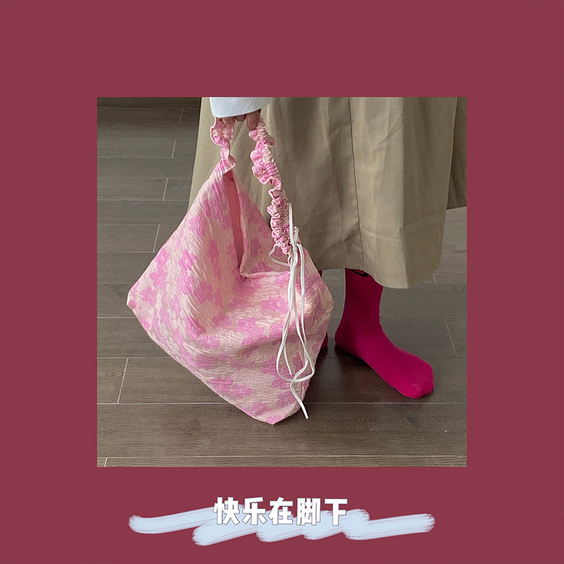 Плиссированная большая сумка, женская, новая, розовая, модная, большая емкость