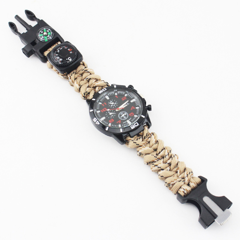 Outdoor umbrella rope watch multi-functional Special Forces equipment field survival Flint camping supplies tactical mountaineering watch