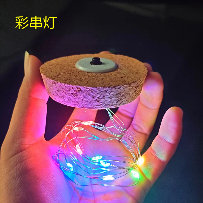 Spot wholesale color changing lamp cap wishing bottle cap micro landscape glass bottle drift bottle cork with lamp wooden cap