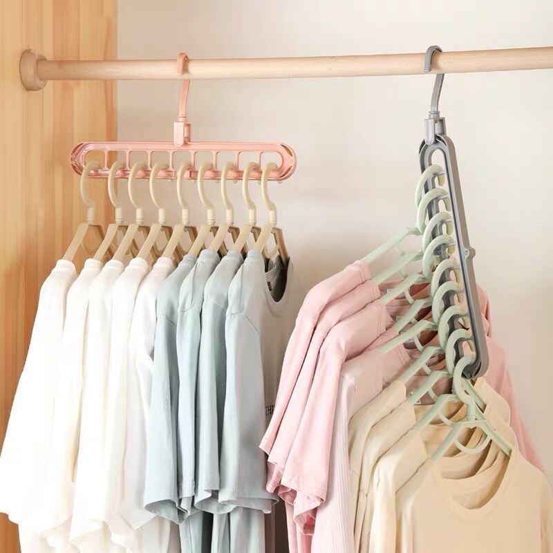 Multifunctional Magic Foldableable Clothes Drying Rack for Home Hanging Clothes Storage Artifact Nine-Hole Clothes Hanger Multi-Hanging to Save Space