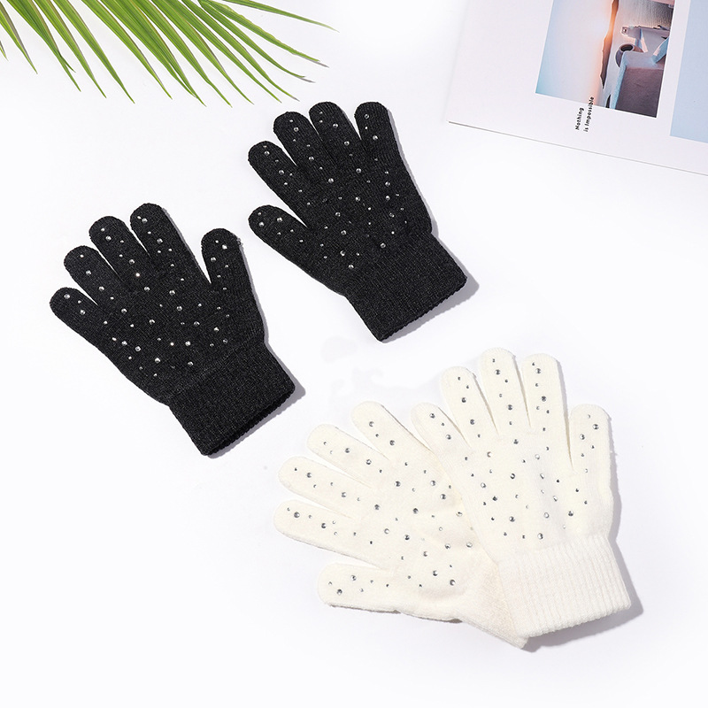 Прямо от производителя, модные перчатки с камнями на пять пальцев в наличии, теплые вязаные нескользящие перчатки для мужчин и женщин