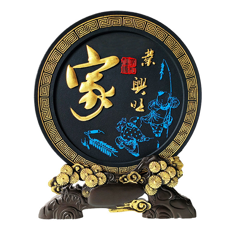 Golden Tiger Lucky Ornaments Printed logo Wholesale Activated Carbon Crafts Business Office Opening Gift Carbon Carving Factory