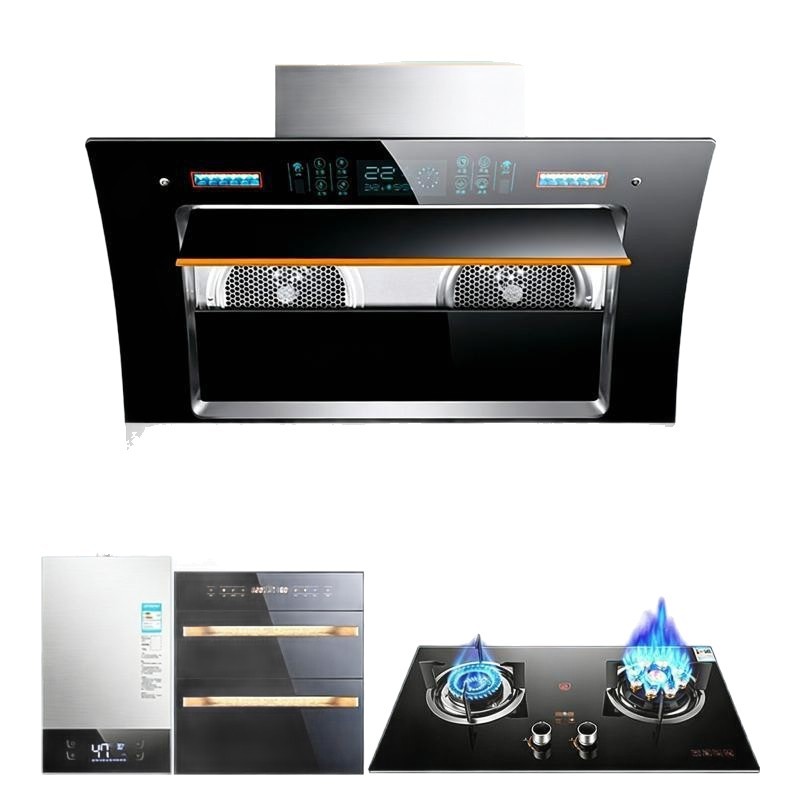 Ala Haotaitai Range Hood and Gas Stove Set, Range Hood and Stove Set, Kitchen Range Hood Three-Piece Set