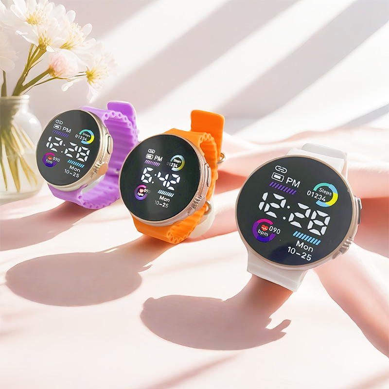 Factory Direct Supply Cross-Border Round Marine Watch for Kidsren Fashion Simple Sports Student Led Digital Wholesale Dial