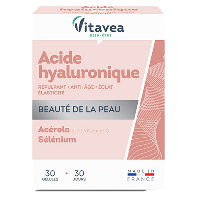French Vitavea Hydrating and Moisturizing Hyaluronic Acid Sodium Hyaluronate Capsules Oral Water Light Tablets 30 Capsules