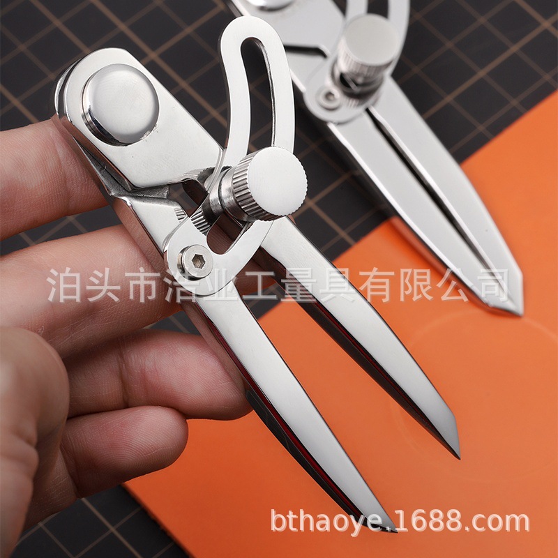 Stainless Steel Spacing Gauge Adjustable Edge Liner with Winged Dividing Gauge Leather Fixed Gauge Leather Goods DIY Hand Tool Wire Press