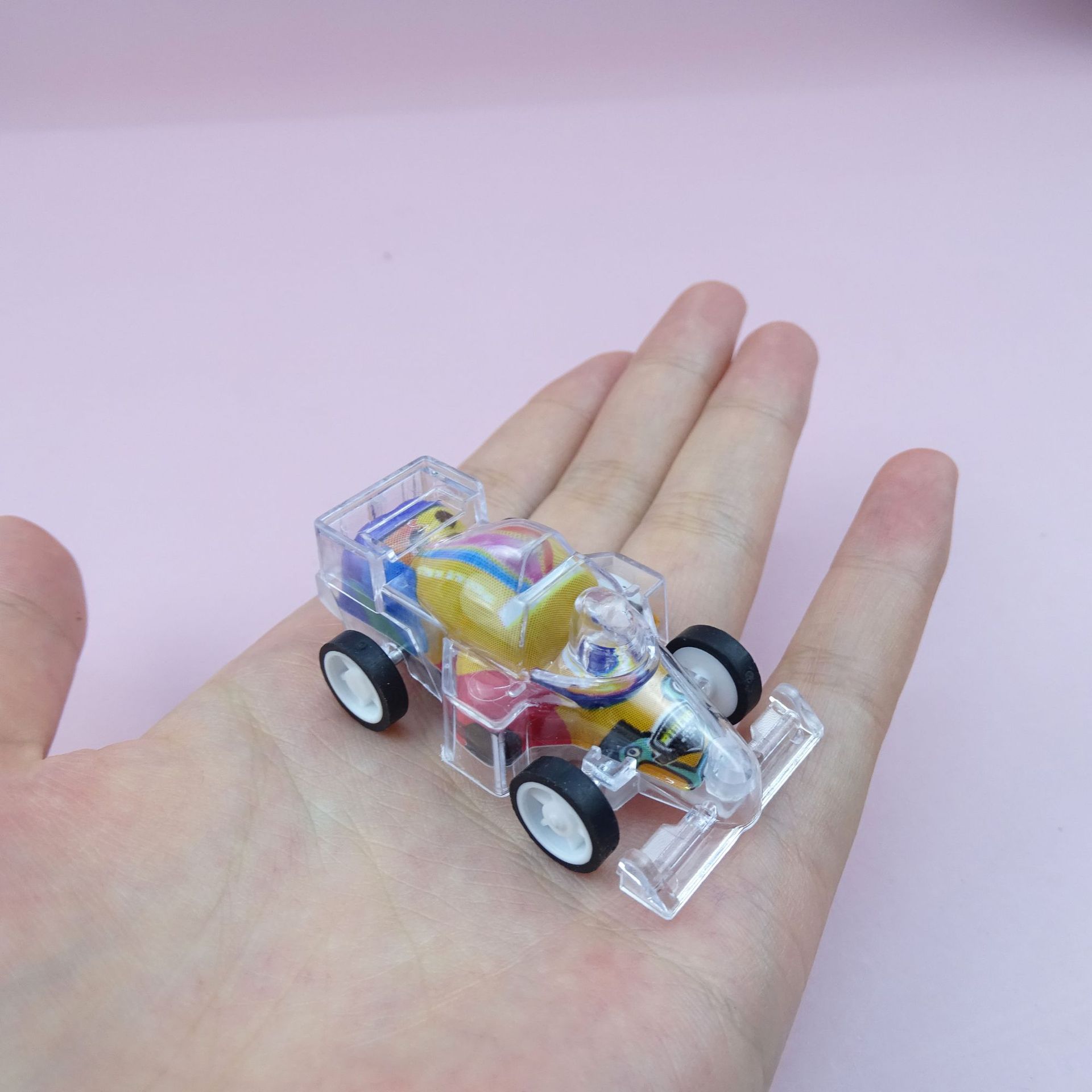 Children's cartoon mini transparent double-layer back force equation car kindergarten small gifts sugar play small toys cross-border direct supply