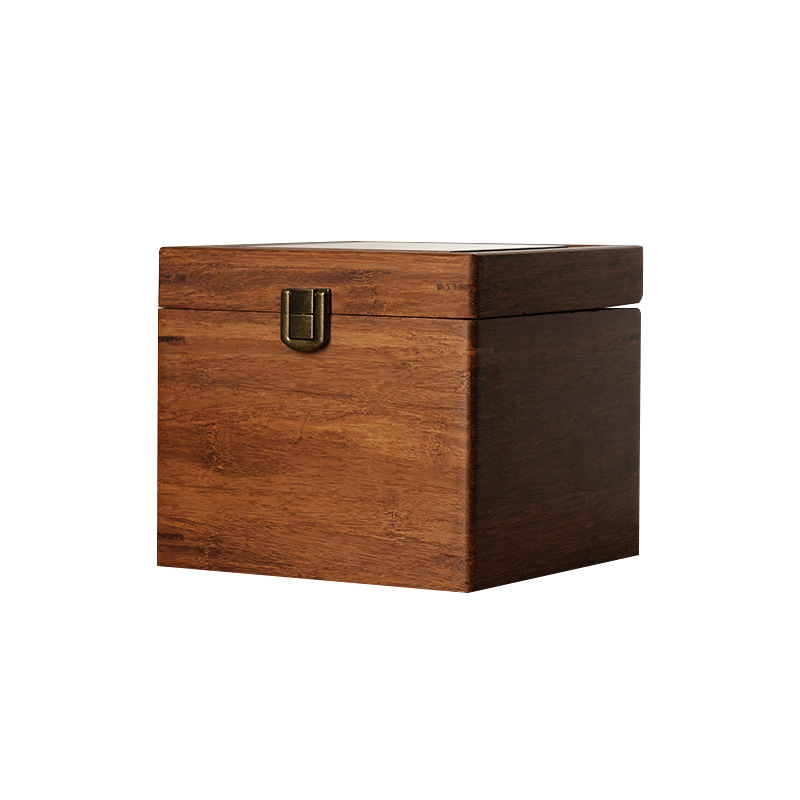 Bronze Buckle Heavy Bamboo Box Purple Sand Single Pot Tea Cup Packaging Empty Box Cultural Toy Hand-Made Antique Built Gift Box