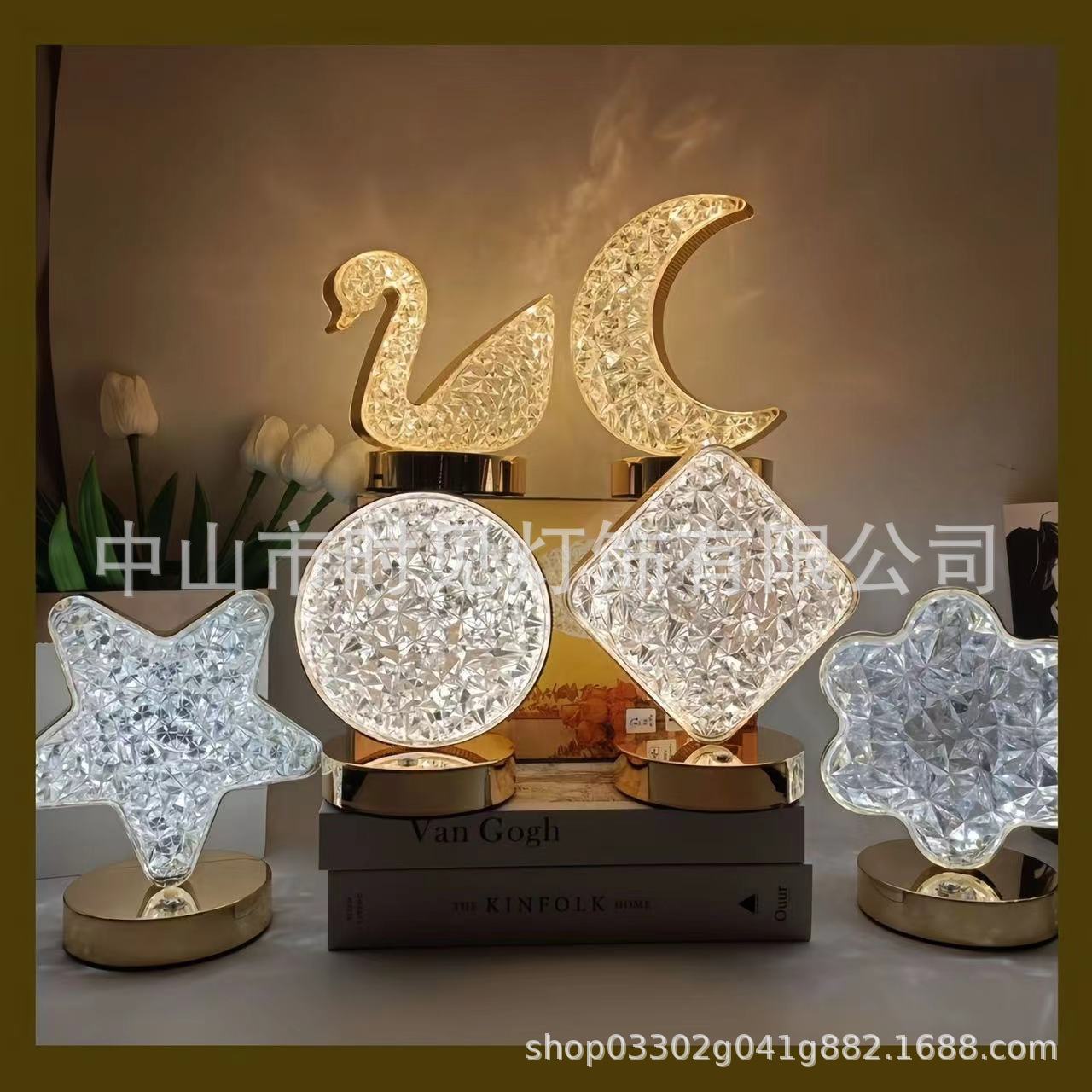 Factory Direct Sales Creative Star Moon Touch Three-Color Charging Atmosphere Lamp Bedroom Birthday Gift Decoration Night Light