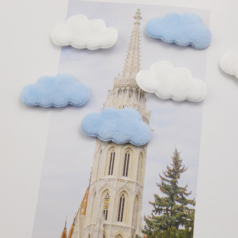 42*23MM двойное плюшевое белое облачко аппликация DIY ободок заколка бант декоративные аксессуары одежда шляпа обувь шов