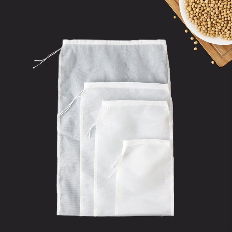 Drawstring Nylon Filter Bag for Soup, Soy Milk, Wine, Vegetable Juice, Coffee Grounds, Fruit Juice Residue, Tofu Filter Bag, Oil Residue
