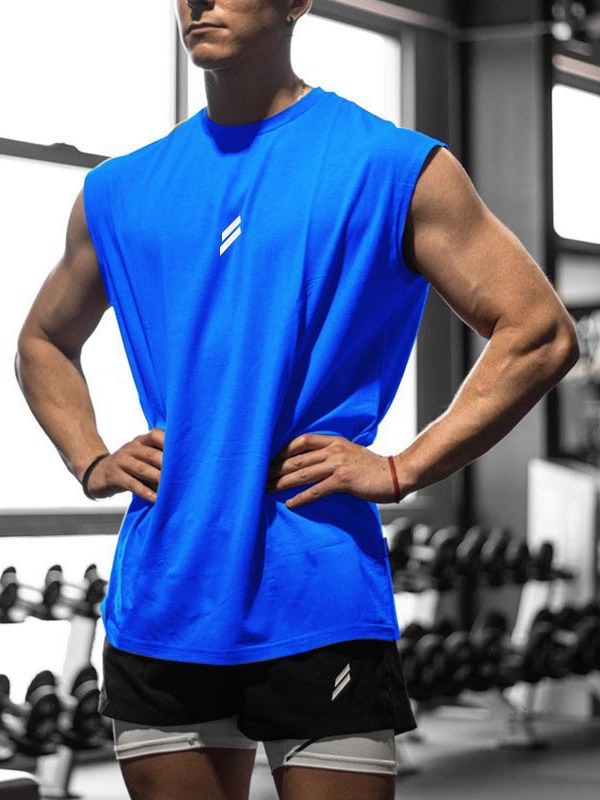 Summer Fitness Sports Mesh Vest Leisure Running Training Loose European and American plus size Breathable Quick-drying Round Neck Sweatshirt