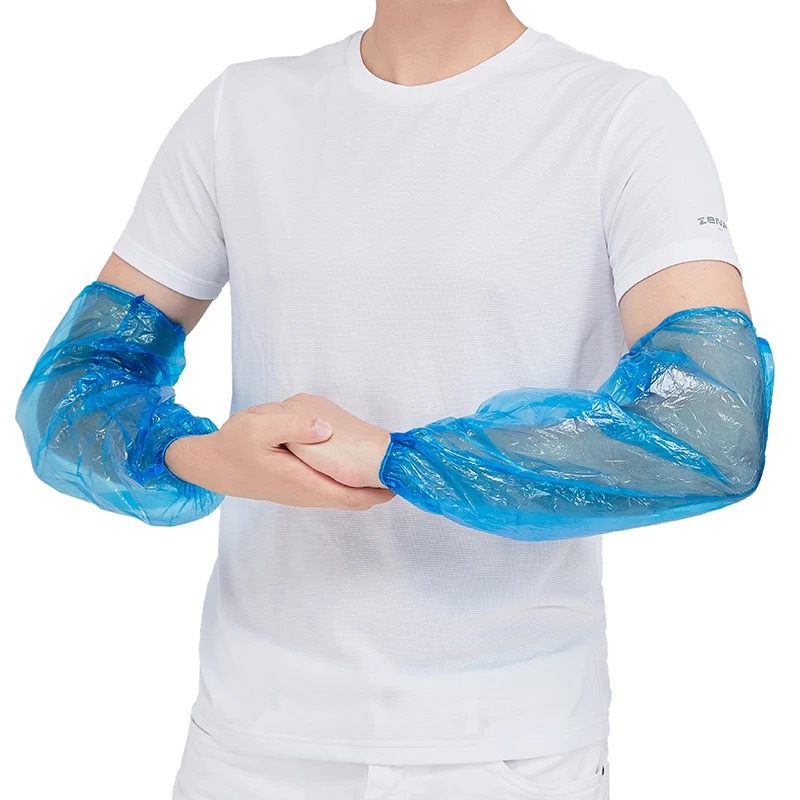 Disposable sleeve pe waterproof kitchen transparent sleeve men's work White extended thick sleeve 100 pcs/bag