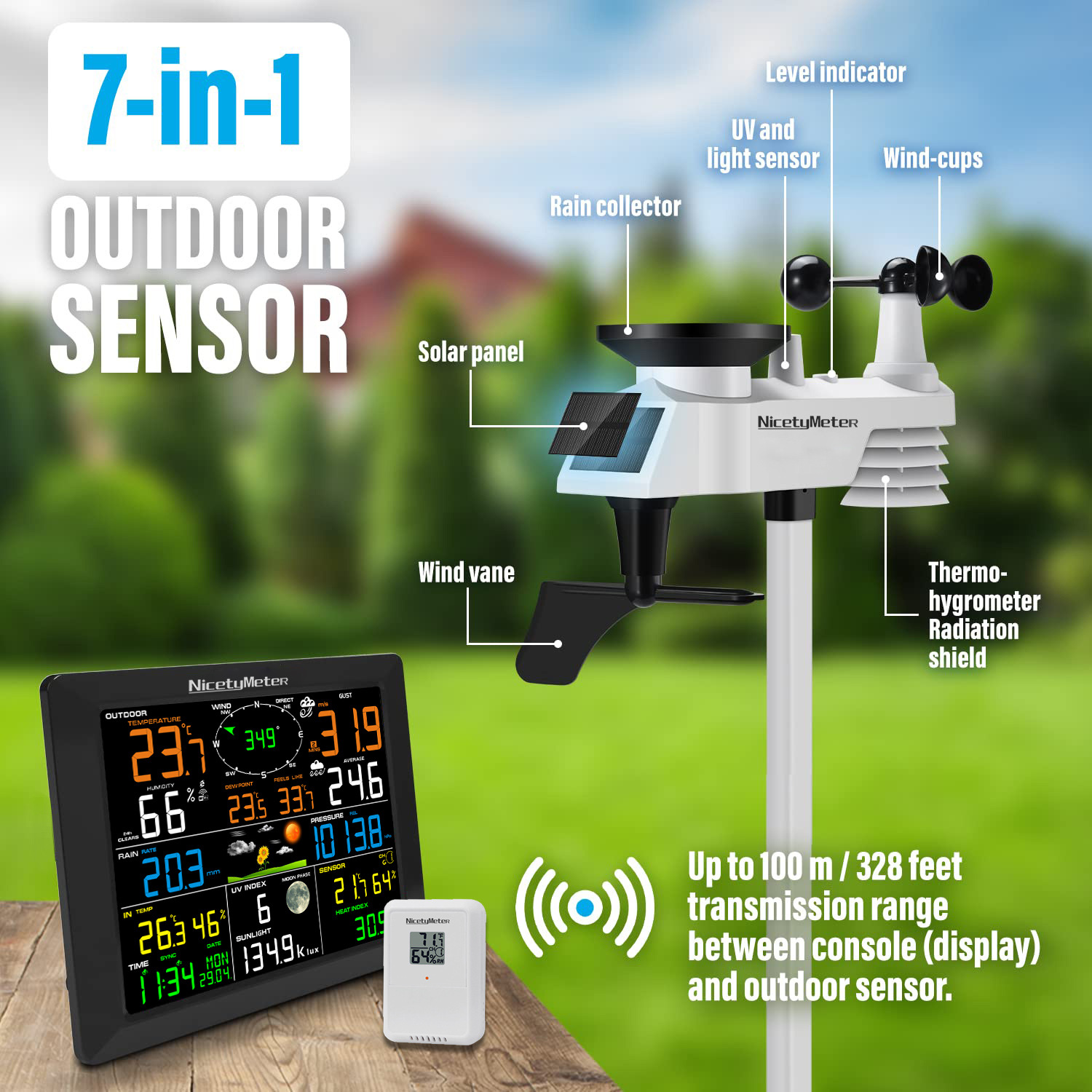 Smart Wifi Weather Station | Real-Time Interconnection Monitoring of Multiple Parameters Including Wind and Rain/Temperature and Humidity/Air Pressure/Light